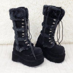 Furry Goth 202 Punk Platform Calf Boots Stomper